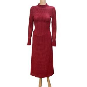 Lioness Resolution Sweater Maxi Dress XS Burgundy Red Faux Wrap Long Sleeve